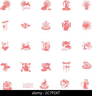 bundle of mid autumn festival set icons vector illustration design Stock Vector