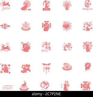 bundle of mid autumn festival set icons vector illustration design Stock Vector