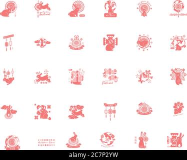 bundle of mid autumn festival set icons vector illustration design Stock Vector