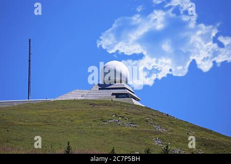 Radar station on the summit of the Grand Ballon, at 1,424 metres the highest peak of the Vosges (Alsace, France) Stock Photo