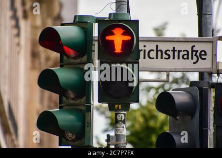 Ampelmännchen or the little traffic light men, in Berlin, is one of the remained features of East Germany Stock Photo