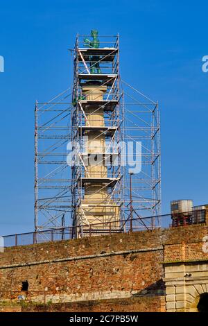Reconstruction of the Victor monument, symbol of Belgrade, commemorating Allied victory in the First World War, Plateau on Belgrade fortress Stock Photo