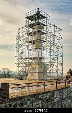 Reconstruction of the Victor monument, symbol of Belgrade, commemorating Allied victory in the First World War, Plateau on Belgrade fortress Stock Photo