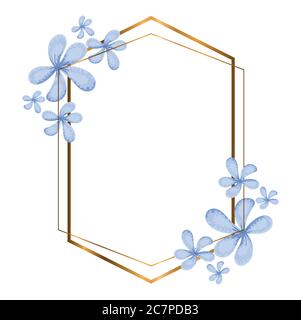 geometric polygonal frames with golden lines and leaves vector illustration design Stock Vector