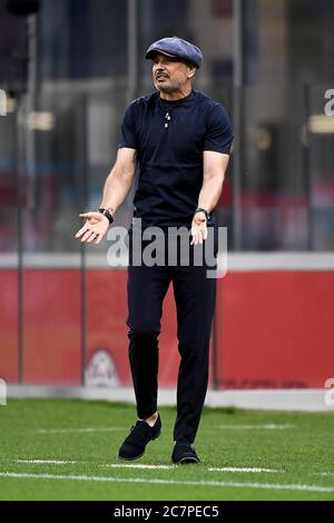 MILAN, ITALY - July 18, 2020: Sinisa Mihajlovic, head coach of Bologna FC, gestures during the Serie A football match between AC Milan and Bologna FC. AC Milan won 5-1 over Bologna FC. (Photo by Nicolò Campo/Sipa USA) Stock Photo