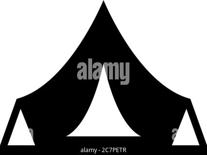 Tourist Tent, Adventure Hiking Equipment. Flat Vector Icon illustration. Simple black symbol on white background. Tourist Tent, Adventure Equipment si Stock Vector
