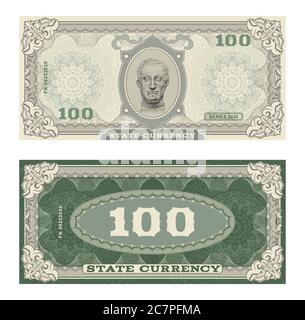 Vector money banknotes illustration with portrait of Gattamelata by Donatello classical statue . Side of money bills Stock Vector