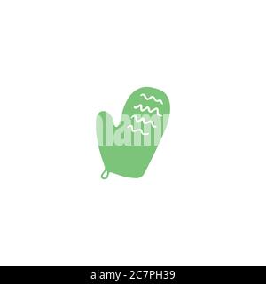 Massage glove icon. Exfoliating scrub mitt. Spa and bath concept. Doodle flat vector illustration Stock Vector