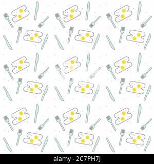 eggs and forks pattern Stock Vector