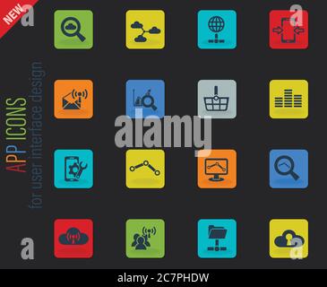 data analytic and social network icon set Stock Vector