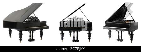 Black grand pianos on white background Stock Photo