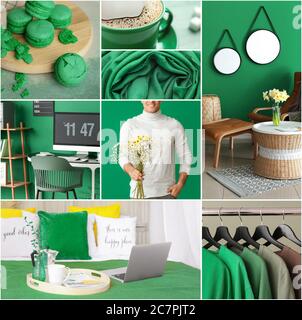 Collage of photos in green colors Stock Photo