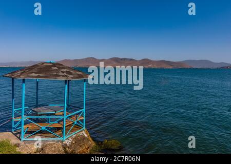 panorama landscape of Lake Sevan landmark of Gegharkunik Armenia eastern Europe Stock Photo