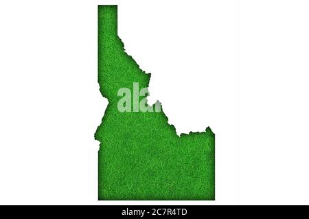 Map of Idaho on green felt Stock Photo