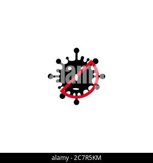 Coronavirus, 2019-nCoV, Covid-19. Vector concept abstract illustration STOP CORONAVIRUS. Flat outline icons of a virus and a stop sign crossed out Stock Vector
