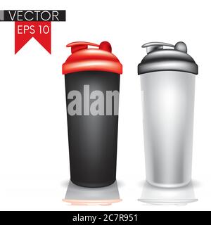 A glass for a protein cocktail. Sports nutrition. Vector illustration. Sports, fitness, bodybuilding. Stock Vector