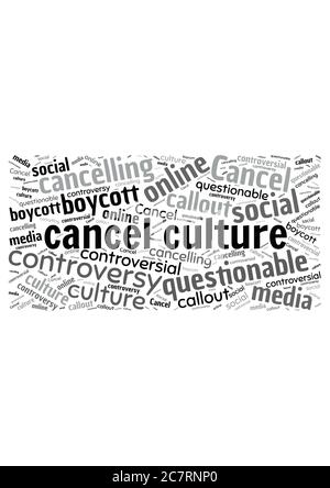 Illustration of a word cloud with words representing cancel culture Stock Vector