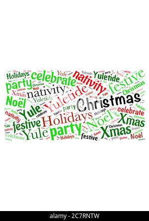 Illustration of a word cloud with words representing Christmas holidays Stock Vector