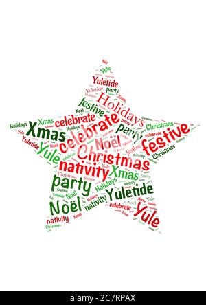 Illustration of a word cloud with words representing Christmas holidays Stock Vector