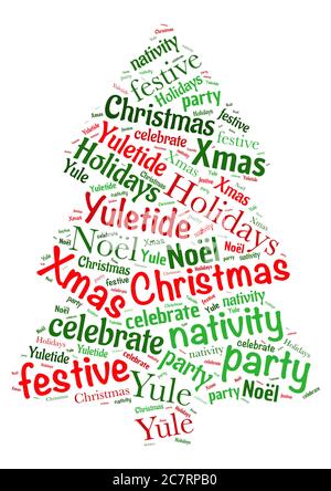 Illustration of a word cloud with words representing Christmas holidays Stock Vector