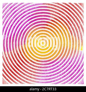 Round grunge art background. Drawn rings abstract watercolor background. Color summer spirals Stock Vector