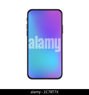 New version of black slim realistic vector smartphone modern gradient mesh wallpaper Stock Vector