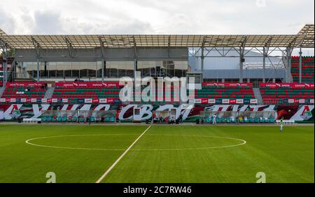 August 14, 2019, Moscow, Russia Stands at the Sapsan arena stadium in Moscow. Stock Photo