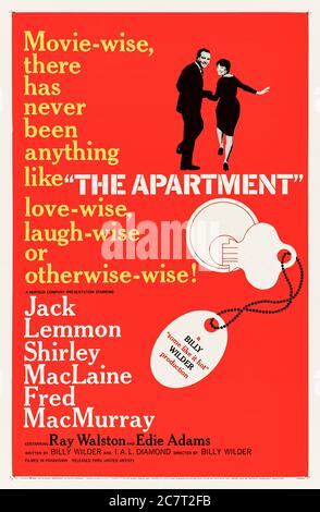 The Apartment (1960) directed by Billy Wilder and starring Jack Lemmon, Shirley MacLaine, Fred MacMurray and Ray Walston. Classic romantic comedy about an employee who lets his bosses use his apartment for their extramarital affairs in the hope of securing a promotion. Stock Photo