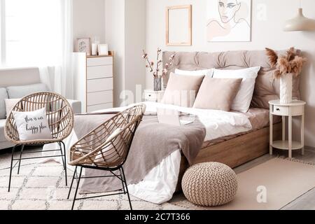 Stylish interior of modern bedroom Stock Photo
