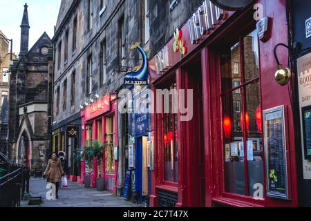 Bars on Johnston Terrace in Edinburgh, the capital of Scotland, United Kingdom Stock Photo