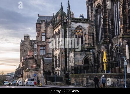 Side view of Hub building also called Tolbooth Kirk, former St John Church in Edinburgh, the capital of Scotland, United Kingdom Stock Photo