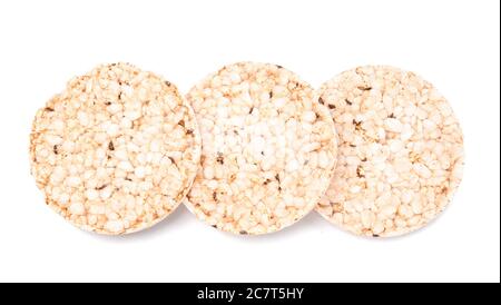 Rice crispbreads on white background Stock Photo