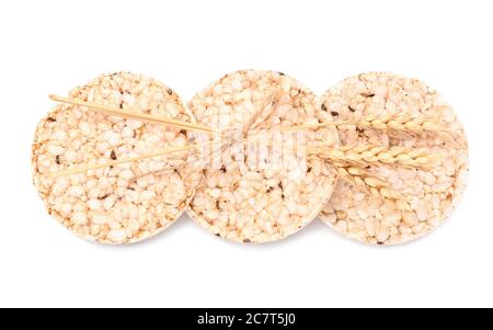 Rice crispbreads on white background Stock Photo