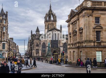 St Giles Cathedral also called High Kirk of Edinburgh in Edinburgh, the capital of Scotland, part of United Kingdom Stock Photo