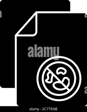 Antibacterial wipes black glyph icon. Surface cleaning product, medical napkins. Disinfection silhouette symbol on white space. Sanitary tissues with Stock Vector