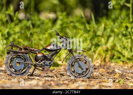 Homemade metal model - a toy sports road bike Stock Photo