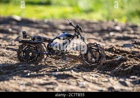 Homemade metal model - a toy sports road bike Stock Photo