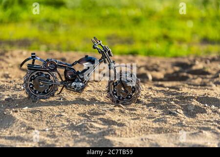 Homemade metal model - a toy sports road bike Stock Photo