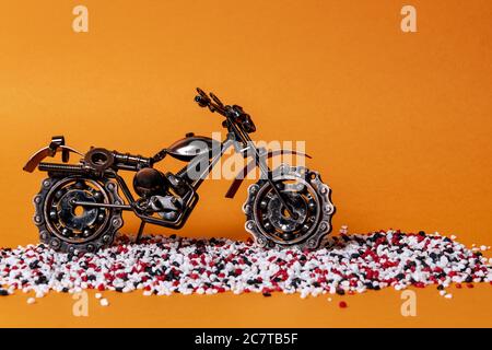 Homemade metal model - a toy sports road bike Stock Photo