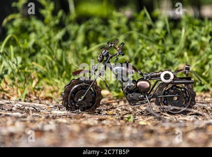 Homemade metal model - a toy sports road bike Stock Photo