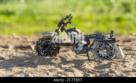 Homemade metal model - a toy sports road bike Stock Photo