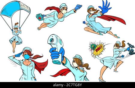 super hero nurse set collection Stock Vector