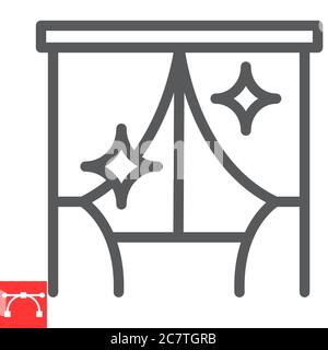 Curtain cleaning line icon, dry cleaning and wash, curtain sign vector graphics, editable stroke linear icon, eps 10. Stock Vector