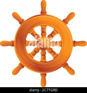 Ship wheel icon. Cartoon of ship wheel vector icon for web design isolated on white background Stock Vector