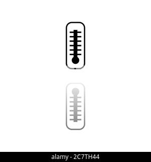 Thermometer. Black symbol on white background. Simple illustration. Flat Vector Icon. Mirror Reflection Shadow. Can be used in logo, web, mobile and U Stock Vector