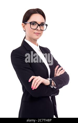 portrait of young beautiful business woman isolated on white background Stock Photo