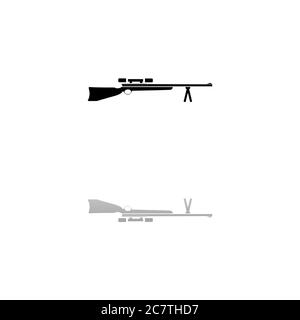 Weapon. Black symbol on white background. Simple illustration. Flat Vector Icon. Mirror Reflection Shadow. Can be used in logo, web, mobile and UI UX Stock Vector
