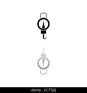 Spring scale. Black symbol on white background. Simple illustration. Flat Vector Icon. Mirror Reflection Shadow. Can be used in logo, web, mobile and Stock Vector