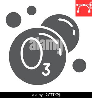 Ozonation laundry glyph icon, dry cleaning and wash, ozone sign vector graphics, editable stroke solid icon, eps 10. Stock Vector