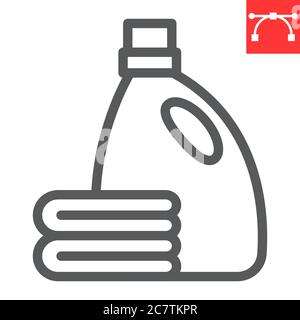 Fabric softener line icon, dry cleaning and wash, towel sign vector graphics, editable stroke linear icon, eps 10. Stock Vector